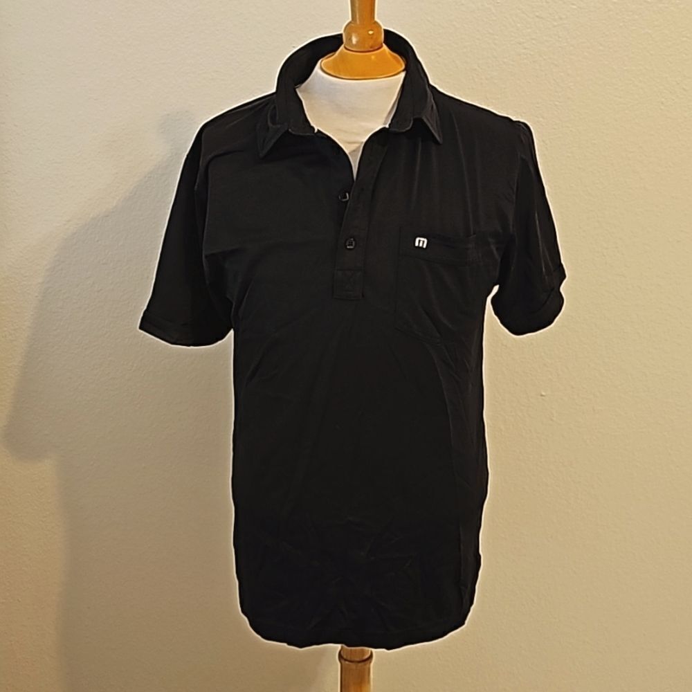 Travis Mathew black short sleeve golf polo shirt Large pima cotton blend medium‎